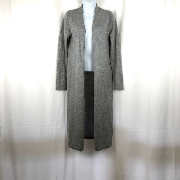 Tahari Wool long open front cardigan sweater S